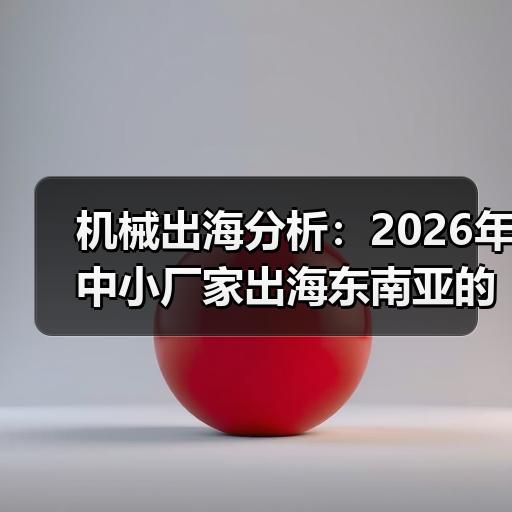 机械出海分析：2026年中小厂家出海东南亚的选型与认证要点